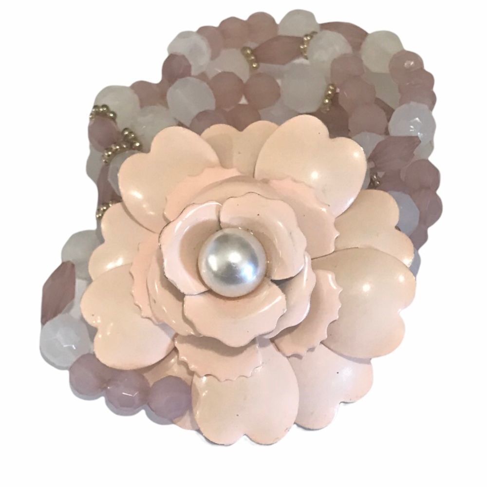 Stretchy flower enamel beaded bracelet